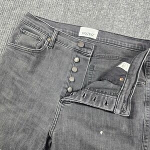 DU/ER Jeans Mens 30x29 Gray Straight Charcoal Wash Distressed Stretch Button Fly